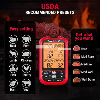 ThermoPro TempSpike 2000FT Wireless Meat Thermometer with 2 Ultra-Thin Meat Probe, Smart Meat Thermometer Digital Wireless for Rotisserie, Smoker, BBQ, Grill and Kitchen Cooking Thermometer