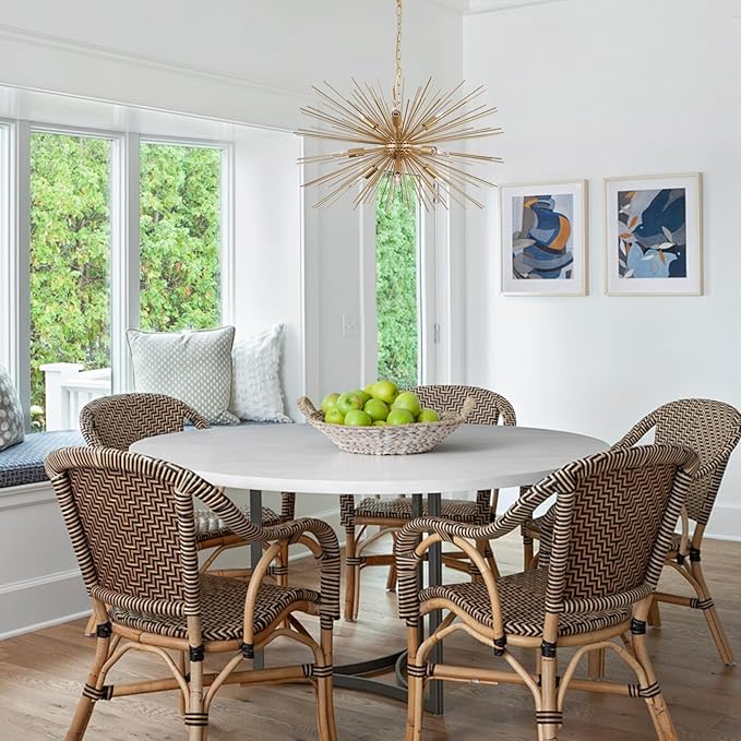 Gold Starburst Chandelier,9-Light Sputnik Chandelier Light Fixture Firework Ceiling Light for Dining Room,Bedroom,Living Room,Kitchen,Entryway,Foyer,29in