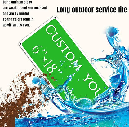 Custom Sign, street signs customized，Aluminum Weatherproof Metal Sign Multiple Sizes, Customize for Office, Business, Workplace, office, Home, Delivery Signs(6 * 18 Inch)