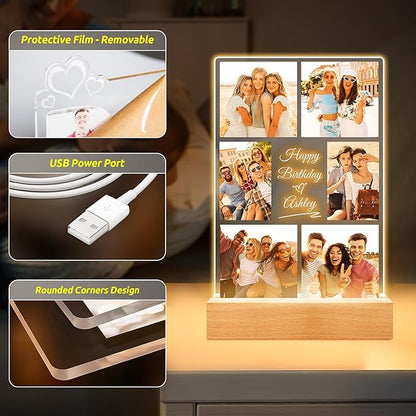 Customized Best Friend Birthday Gifts for Women, Personalized Picture Frame with Photos, Customized Photo Frame, Custom Picture Frames, Personalized Valentines Day Gifts for Women Men Her Him Friends