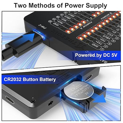 USB Cable Tester USB Cable Checker Data Wire Fast Detection for Type-C, USB-A 3.0, Micro-B 3.0, Micro-B 2.0, Mini-B 2.0, and for Lightning Cables by Checking The LEDs