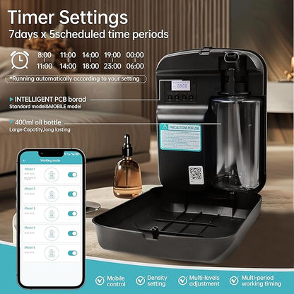 WiFi Smart Scent Air Machine for Home, App Control Waterless Essential Oil Diffuser, 1500 Sq.Ft Cold Air Diffusion System, 400ml Hotel Collection Diffuser for Large Room, Office (Black)