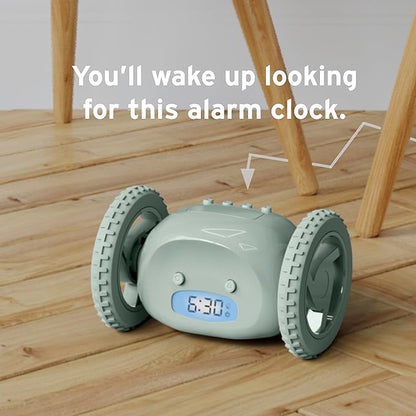 CLOCKY Extra Loud Alarm Clock for Heavy Sleepers on Wheels Rolls Runs Away Vibrating, Easy to Set Super Smart Snooze Digital Bed Shaker Alarm Clock Funny Gift for Adults Kids Teens Bedrooms (Sage)