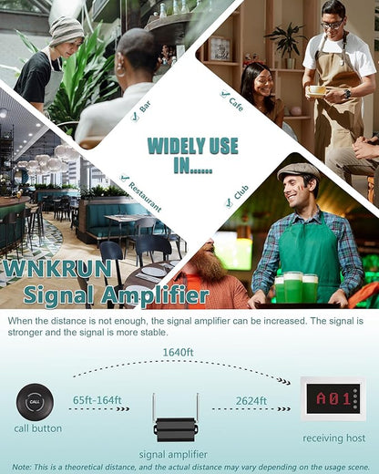 Wireless Calling System Restaurant Pager System Caregiver Pager for Patient Nurse Alert with 1 Number Display and 10 Waterproof Call Buttons for Elderly Clinic Nursing Center Hospital