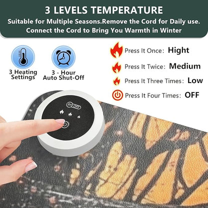 Heated Desk Pad Mouse Pad 31.5x13 Inch PU Leather Desk Mat with 3 Heat Levels Large Mouse Gaming Computer Laptop Mat Orange Witch Castle Halloween