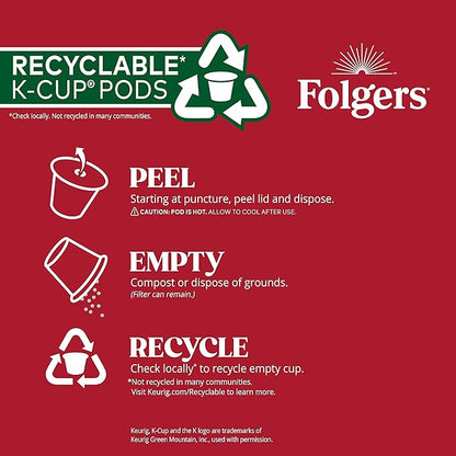 Folgers Classic Roast Medium Roast Coffee, 128 Keurig K-Cup Pods