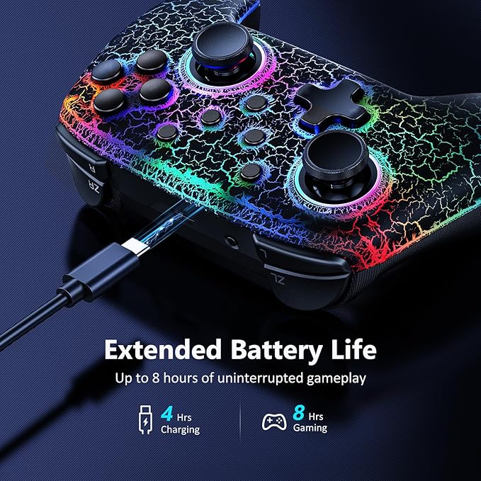 NexiGo Hall Effect Wireless Controller (No Deadzone) for Switch 2 and Switch, Controllers for Nintendo Switch, Bluetooth Switch Controller, Turbo and LED Light (Lightstorm)