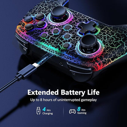 NexiGo Hall Effect Wireless Controller (No Deadzone) for Switch 2 and Switch, Controllers for Nintendo Switch, Bluetooth Switch Controller, Turbo and LED Light (Lightstorm)
