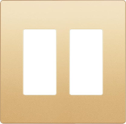 LIDER Matte Finish Decorator Switch Cover, Screwless Wall Plate, Mid-Size 2-Gang 4.88" x 4.92", Unbreakable Polycarbonate Thermoplastic, UL Listed, LSWP-32M-GD, Gold