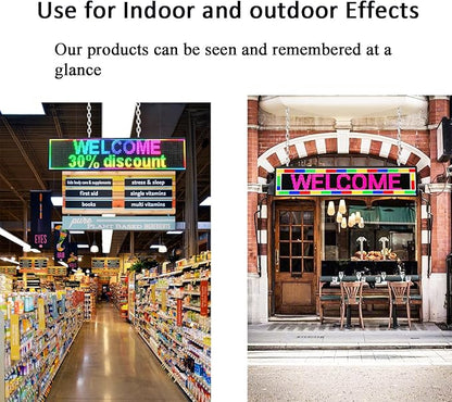 P10 Outdoor RGB Full Color WiFi Programmable Bright LED Scrolling Message Display Board 65”x14” Led Sign, Led Digital Sign Board, Perfect Solution for Store Advertising
