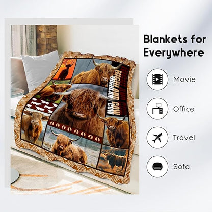 Blanket for Women Girls, Highland Cow Gifts for Adults - 60"x80" Kids Throw for Bed Living Room - Soft, Fuzzy & Cozy - Wildlife Home Decor Gift Ideal