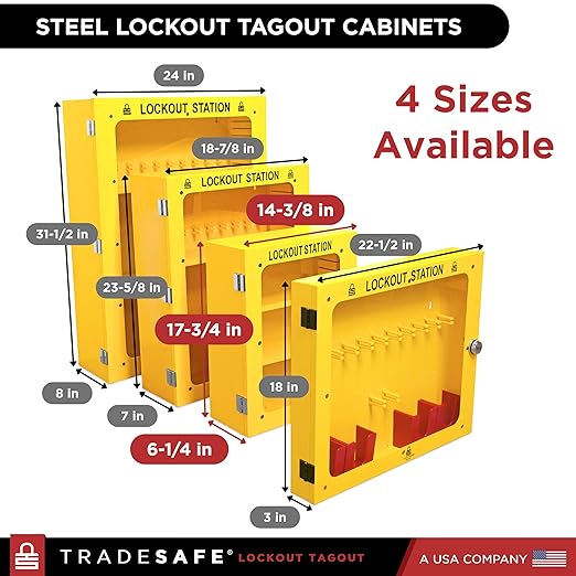 TRADESAFE Lockout Tagout Cabinet, Lock Out Tag Out Station Unfilled - No Loto Devices Included, Wall-Mountable Lockout Tagout Station Cabinet, Loto Box 14-3/8 x 6-1/4 x 17-3/4 inches
