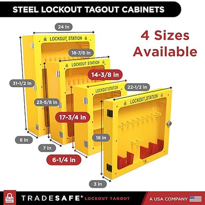 TRADESAFE Lockout Tagout Cabinet, Lock Out Tag Out Station Unfilled - No Loto Devices Included, Wall-Mountable Lockout Tagout Station Cabinet, Loto Box 14-3/8 x 6-1/4 x 17-3/4 inches