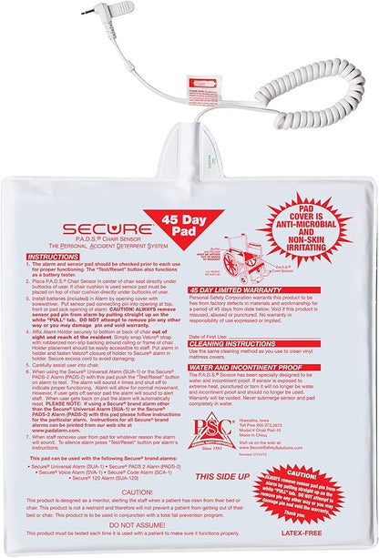 Secure Chair and Bed Alarm for Elderly Adults - Two Alarm Monitors, Bed Sensor and Chair Sensor - Bed Alarms and Fall Prevention for Elderly Dementia Patients