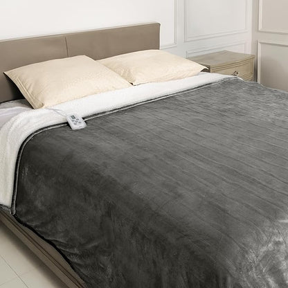 SUNVIVI Heated Blanket Twin Size, Heating Electric Throw Blanket, 10 Heat Settings, 12 Hours Auto Off, Machine Washable, ETL Certified, Overheating Protection, Grey