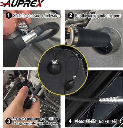 Universal Easy Intake Adapter, Automotive Smoke Machine Bladder, Pipes Fuel Leakage Detector, Smoke Leak Diagnostic Tester for 12V Vehicles