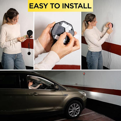 ZONETECH Garage Parking Sensor Ultrasonic Car Parking Stopper for Garage with Red/Yellow/Green LED Indicators –Adjustable Stop Distance 12" to 6.5 ft USB Powered Easy Install Wall-Mount 2-Pack