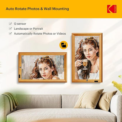 KODAK 23.8" X-Large WiFi Digital Picture Frame - 1920x1080 FHD IPS Display with 32GB Storage, Auto-Rotate, Remote Control, Wall Mountable, Compatible with Alexa, for Family