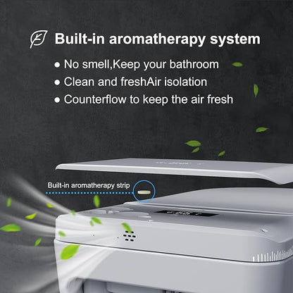 Smart Toilet with Auto Open/Close Lid for bedroom Heated Seat with Remote Control,Hidden Foam Shield, Multiple Cleaning Modes, Ambient Lighting,Soft Flush Feature Warm Water & Dryer