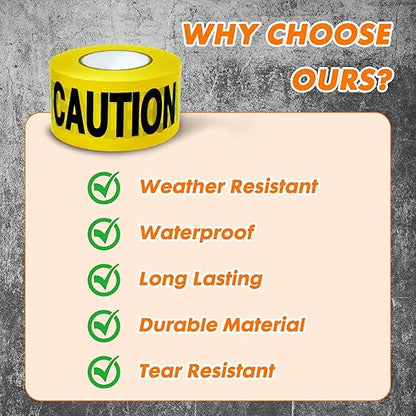 Caution DO NOT Enter Tape – 3 Inch x 1000 Feet | Bright Safety & Hazard Tape with Bold Black Text for Construction, Events, and Dangerous Areas (Caution DO NOT Enter, 1 Pack)