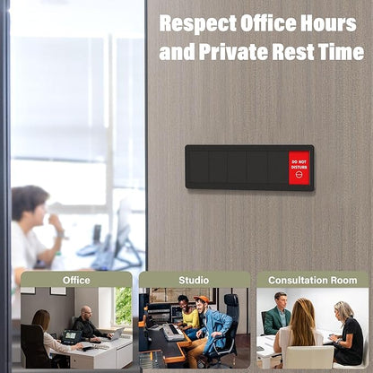 Office Door Sign-6 Options Door Signs for Office In A Meeting Sign/Out Of Office/Do Not Disturb/Working From Home/Please Knock/Back Soon Privacy Office Slider Sign for Meeting & Conference Room Black