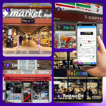 Programmable Led Sign With Full Color Display - Energy Saving and Waterproof Led Message Board for Schools, Shops, and Businesses, Supports wifi Connection,39"x14"
