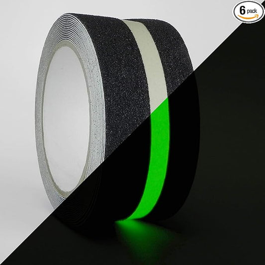 WOD AST20LS Anti Slip Grip Tape Glow in the Dark for Safety Ilumination Track - 2 inch x 60 ft. (Pack of 6) Prevents Risk of Slippage on Stairs or Other Slipery Surfaces Indoor/Outdoor Traction
