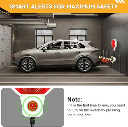 Adjustable Garage Parking Sensor Aid with with Red/Yellow/Green LED Display, Garage Parking Aid Set Stop Distance 6"–6 ft, Battery (Not Included) or USB Powered, No-Drill Installation(White)