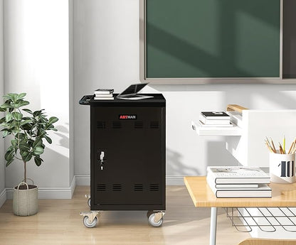 Laptop Charging Cart, 32 Charging Ports Laptop Storage Cart, 30-Bay Mobile Charging Cabinet for iPads up to 16.3", Chromebook Devices, Cord Management, Access Lock.School,Business.Black