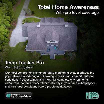 Temp Tracker Pro Wi-Fi Alert System: Bridge Gateway, 3 in/Out Temp. and Humidity, a Temperature Probe with Ambient Temp. and Humidity, Interior Temp. and Humidity Display with Comfort Meter