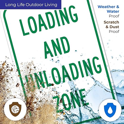 Loading and Unloading Zone Sign, 12x18 Inches, Rust Free .063 Aluminum, Fade Resistant, Made in USA