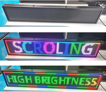 HS Programmable Scrolling led sign, High Brightness Full Color Outdoor Waterproof, Digital Display Board for Advertising Store Business Window Restaurant P10 (39''x8'')