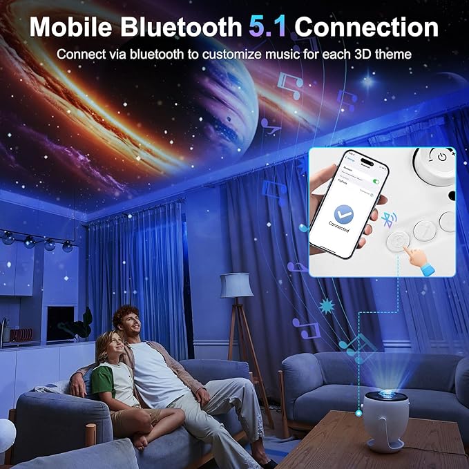 Star Projector, Star Light with Naked Eye 3D Technology 60+ Scene Modes, Bluetooth Speaker Night Light Projector for Home, Bedroom, Ceiling, Party, Gifts, Halloween, Christmas