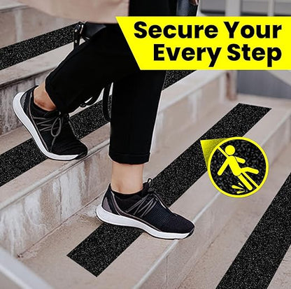 TAPEBEAR Black Safety Grip Tape 2inch x 60feet, Warning Anti-Slip Tape Strong Adhesive Waterproof for Indoor Outdoor Steps Stairs, Compatible with Plastic, Wood, Ceramic, Glass, Metal, 2Rolls