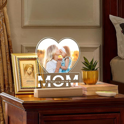 Personalized Gifts for Mom from Daughter and Son, Custom Picture Frames with Photo, Custom Photo Frame with Night Light, Customized Picture Frame, Personalized Birthday Gifts for Mom
