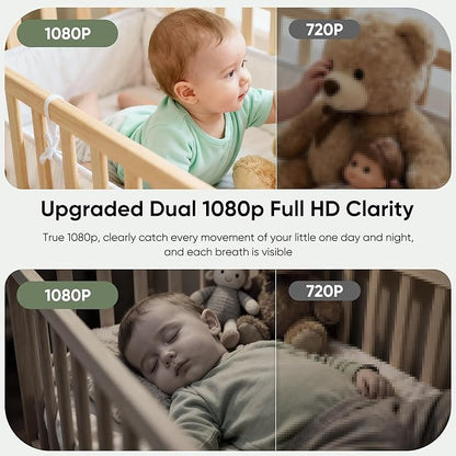 bonoch 7" Baby Monitor with Camera and Audio, Upgraded 1080P HD MegaView No WiFi Video Baby Monitor, 6000mAh Battery, VOX Mode, Night Vision, Hack Proof, Remote PTZ, White Noise, Ideal Gifts