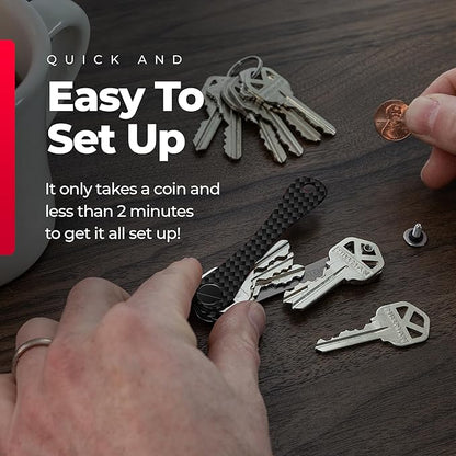 KEYSMART Key Holder for Keychain - Compact Key Organizer for Key Chain, Minimalist Clutter-Free EDC Keychains Key Ringys, Carbon Fiber 3k, 14 Keys