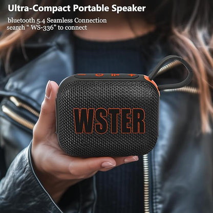 Portable Bluetooth Speaker, Wireless Portable Bluetooth Speaker with FM Radio BT5.3 TF Card USB, Stereo Sound TWS Pairing, Small Speaker with Strap for Travel Home &Outdoor Camping, Gift for Kids/Boys