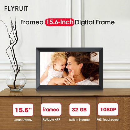 Digital Picture Frame, Frameo 15.6 inch Large Digital Photo Frame WiFi, 1920 * 1080 IPS FHD Touchscreen, 32GB Storage, Instant Share Photo Video, Gift for Mom