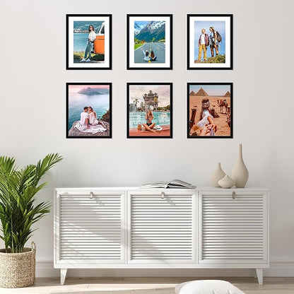 FIXSMITH 8x10 Picture Frame Set of 10, Black Photo Frames Bulk with HD Plexiglass, Display Pictures 5x7 with Mat or 8x10 Without Mat, Multi Picture Frames Collage for Tabletop or Wall Display