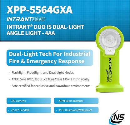 Nightstick XPP-5564 Intrant® Duo Intrinsically Safe Turbo Dual-Light Angle Light - 4 AA
