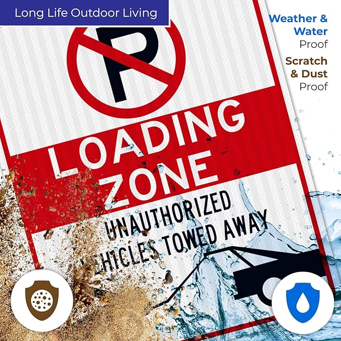 No Parking Symbol Sign, Loading Zone Sign, 24x30 Inches, 3M EGP Reflective .080 Aluminum, Fade Resistant, Indoor/Outdoor Use, Made in USA
