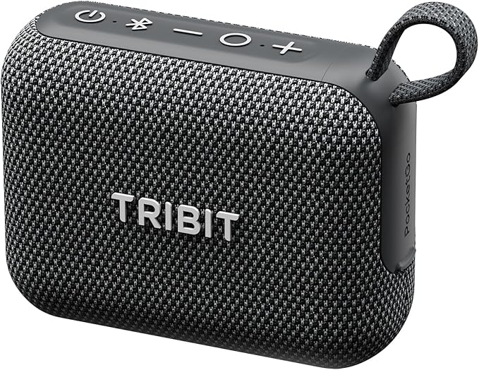 Tribit PocketGo Portable Bluetooth Speaker, 20H Playtime, IP68 Waterproof/Dustproof, Wireless, BT6.0, Shower, Powerful Sound, Custom EQ, TWS, Support TF Card, Floatable, Type-C, Travel/Outdoors/Home