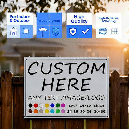 Custom Signs,Personalized Metal Signs-10×7inches-indoor/outdoor Weatherproof and rustproof for home,yard,business,school