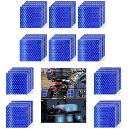 Non Fading Blue Reflective Stickers 2 inch X 2 inch, Outdoor Waterproof High Visibility Warning Safety Adhesive Reflector Tape (100 Pcs)