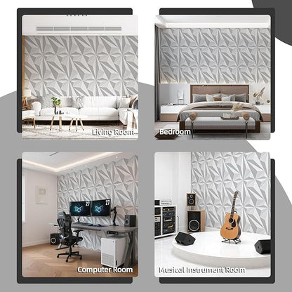 Art3dwallpanels 24" X 24" Acoustic Panels 6 Pack Soundproof Wall Panels Sound Dampening, 3D Wall Decor Absorbing Panels, White and Gray