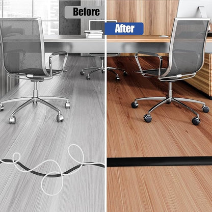 Floor Cord Cover Self Adhesive Cord Hider,3.3FT Cable Management, Extension Strip Protector for Wires, Prevent Cable Trips for Offices, Gyms, Exhibitions Cavity:0.39"(W) x 0.27"(H) Black