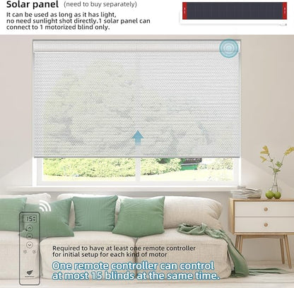 SmartWings Motorized Roller Shades 5% Openness Work with Homekit, Alexa SmartThings Google, Zigbee Motor Smart Blinds for Windows, Cordless Remote Control Window Shades, Rechargeable, Customized, Ice