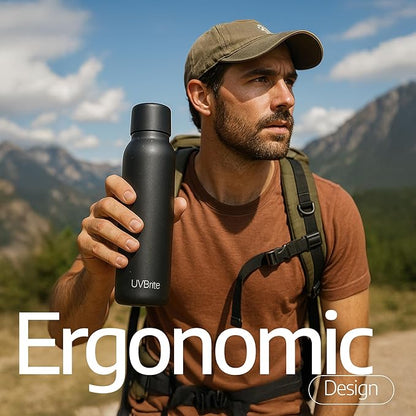 UVBRITE UV self-Cleaning and Water-Purifying Bottle TT-B02-18.6 Ounce Insulated Rechargeable Stainless-Steel Tumbler with Safety Lock Prevents Accidental Exposure Ideal for Outdoor and Emergency use