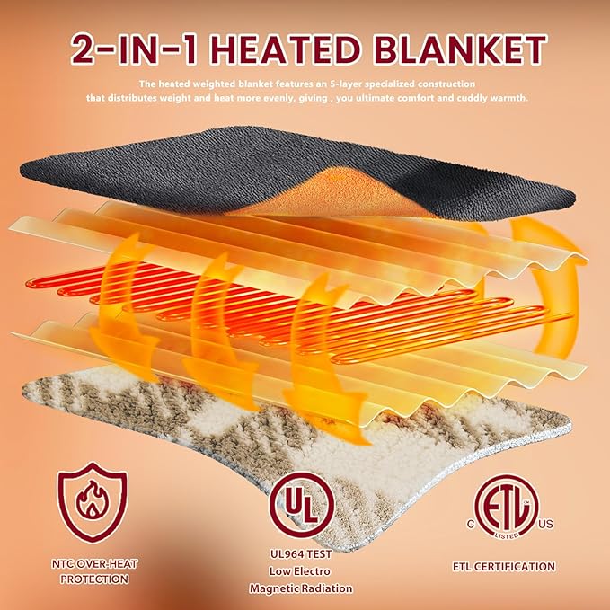 Heated Electric Blanket Queen Size - 84"x90" Flannel Heating Blanket with 10 Heating Levels & 5 Time Settings Over-Heat Protection, Winter Warmer for Adults with ETL Certification（Grey）